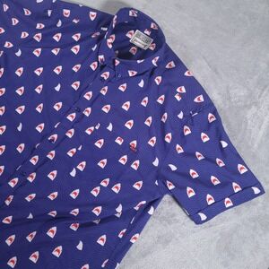 RSVLTS Shirt Mens 2XL Blue Chomp Shark Kunuflex Jaws Hawaiian Performance AOP